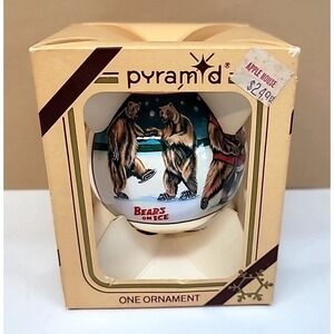 Vtg 1982 Pyramid Ringling Bros Barnum Bailey Bears on Ice Ornament-Original Box